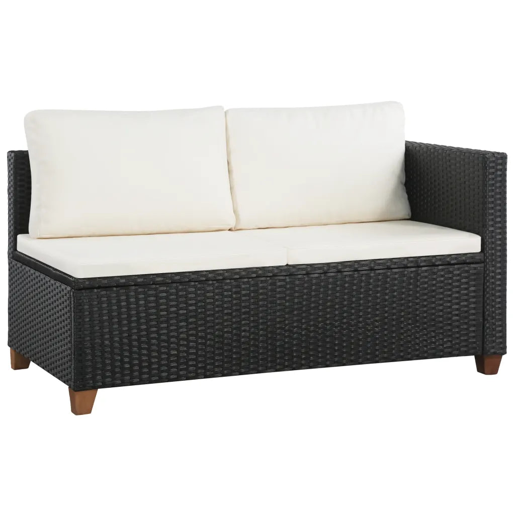 Set mobilier de grădină cu perne, 4 piese, negru, poliratan