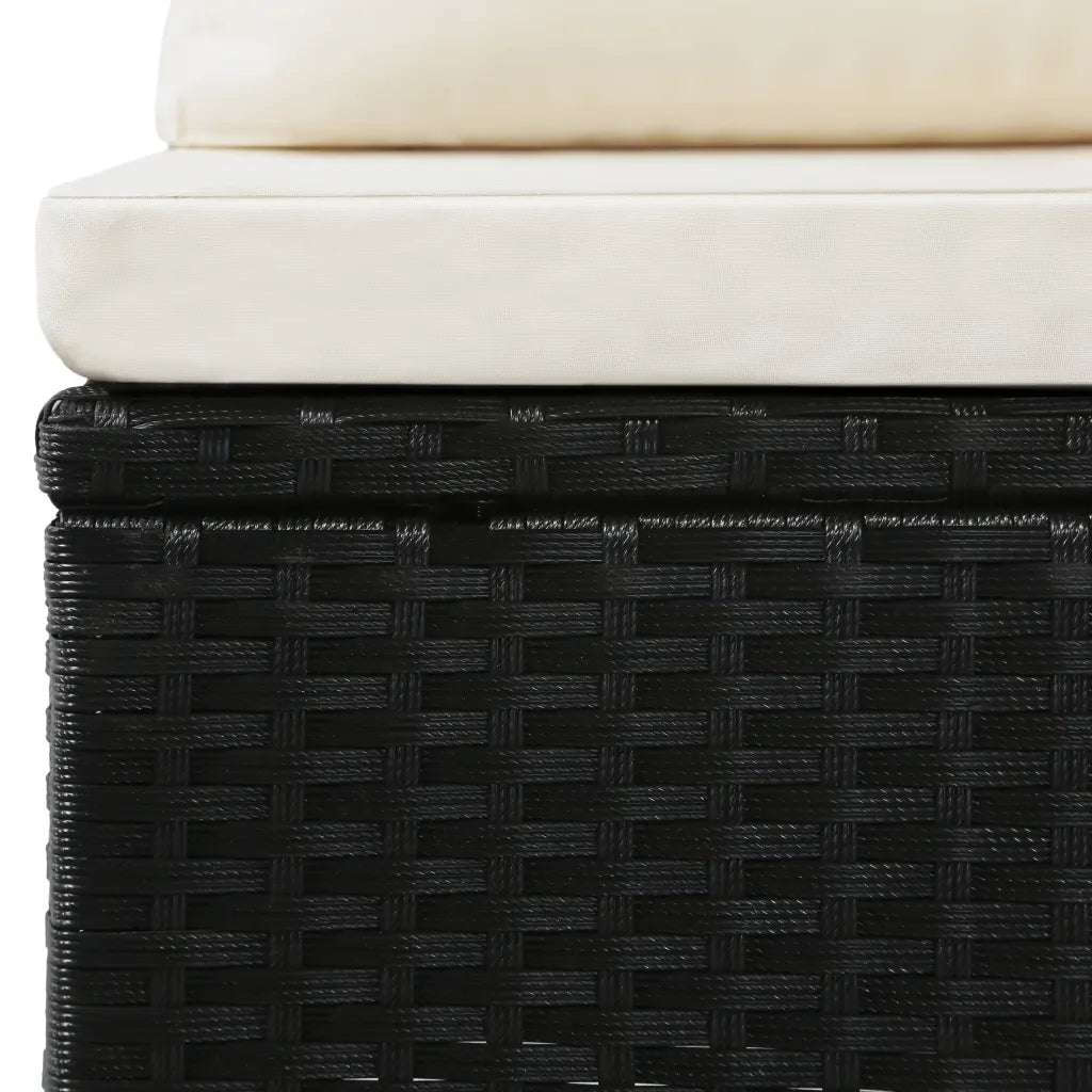 Set mobilier de grădină cu perne, 4 piese, negru, poliratan