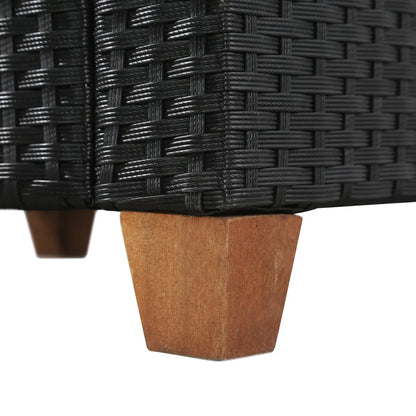 Set mobilier de grădină cu perne, 4 piese, negru, poliratan