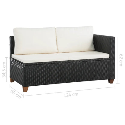 Set mobilier de grădină cu perne, 4 piese, negru, poliratan