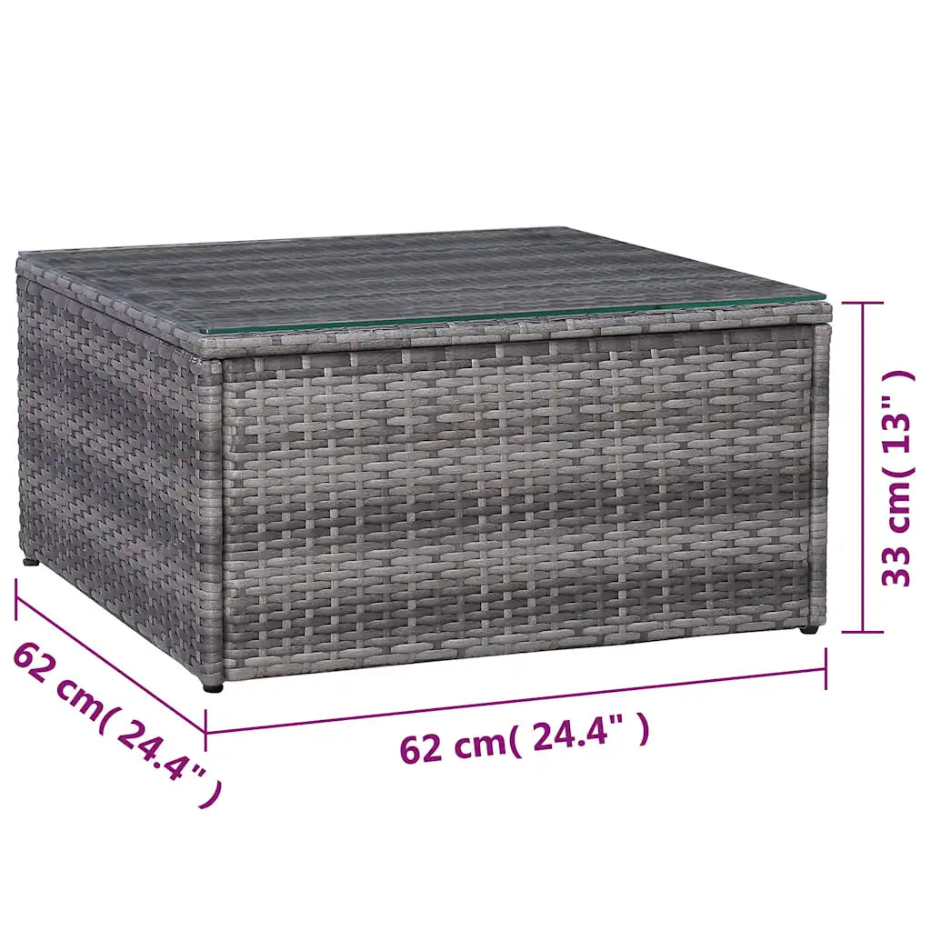 Set canapea de grădină cu perne, 7 piese, gri, poliratan