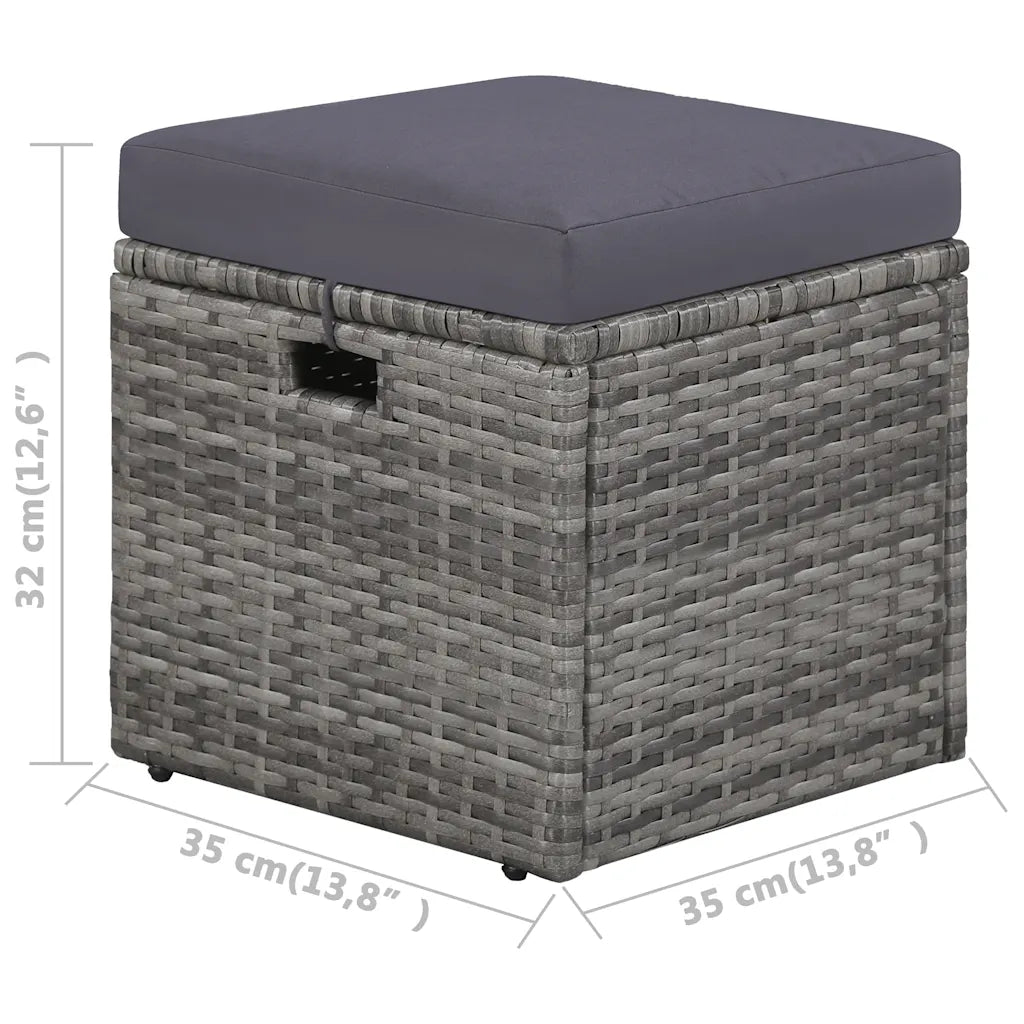Set mobilier de grădină cu perne, 4 piese, gri, poliratan