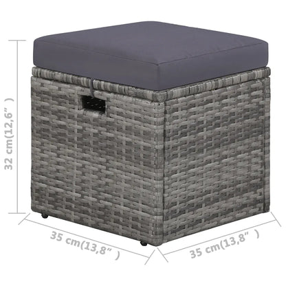 Set mobilier de grădină cu perne, 4 piese, gri, poliratan