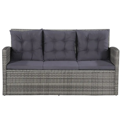 Set mobilier de grădină cu perne, 6 piese, gri, poliratan
