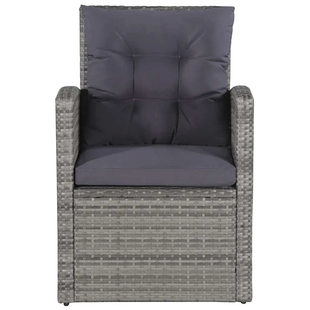 Set mobilier de grădină cu perne, 6 piese, gri, poliratan