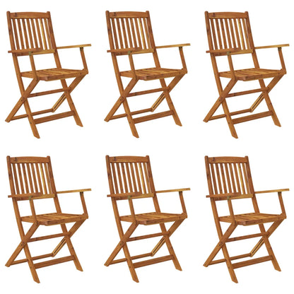Set mobilier de exterior pliabil, 7 piese, lemn masiv de acacia