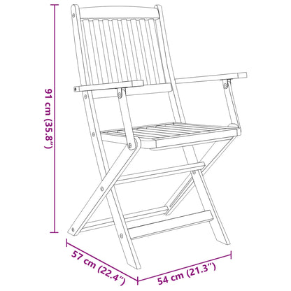 Set mobilier de exterior pliabil, 7 piese, lemn masiv de acacia