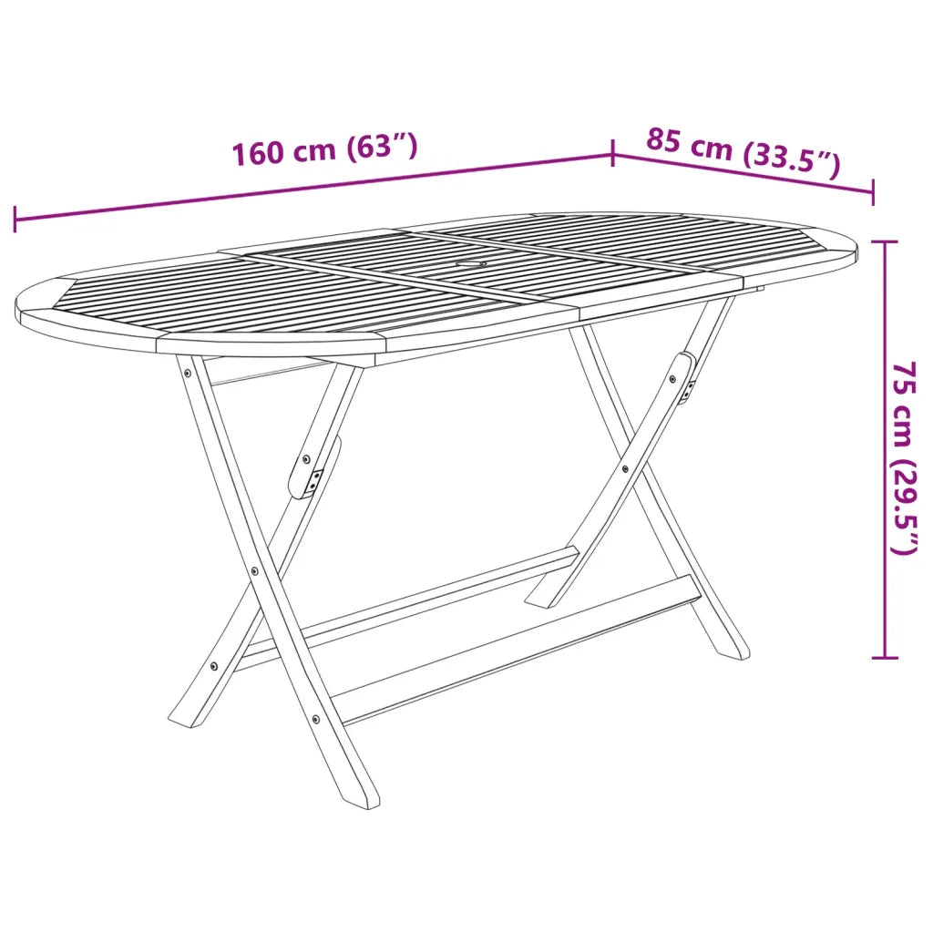 Set mobilier de exterior pliabil, 7 piese, lemn masiv de acacia