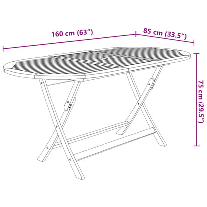 Set mobilier de exterior pliabil, 7 piese, lemn masiv de acacia