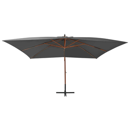 Umbrelă în consolă cu stâlp din lemn, antracit, 400 x 300 cm