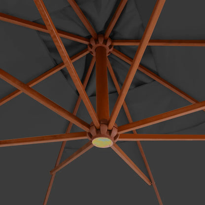Umbrelă în consolă cu stâlp din lemn, antracit, 400 x 300 cm