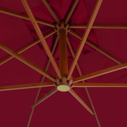 Umbrelă consolă de grădină cu stâlp din lemn, bordo, 400x300 cm