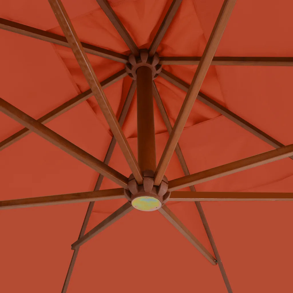 Umbrelă în consolă cu stâlp din lemn, cărămiziu, 400x300 cm
