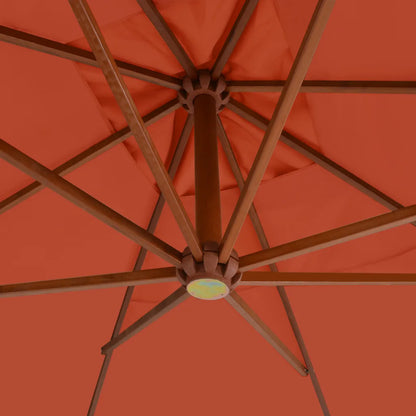 Umbrelă în consolă cu stâlp din lemn, cărămiziu, 400x300 cm