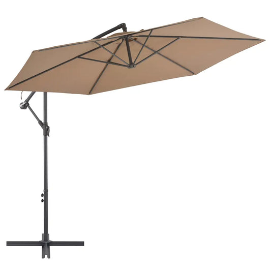 Umbrelă consolă de grădină cu stâlp din aluminiu, taupe, 300 cm