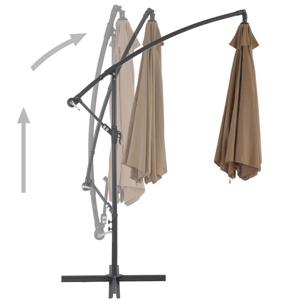 Umbrelă consolă de grădină cu stâlp din aluminiu, taupe, 300 cm
