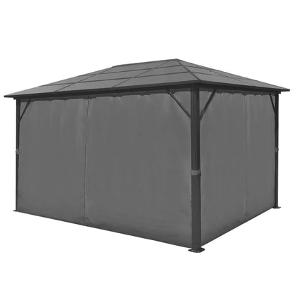 Pavilion cu perdea, antracit, 400 x 300 cm, aluminiu