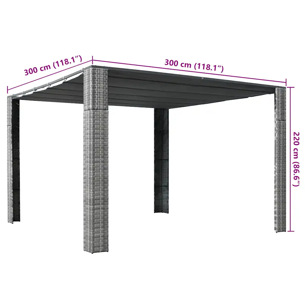 Pavilion cu acoperiș, gri/antracit, 300x300x220 cm, poliratan