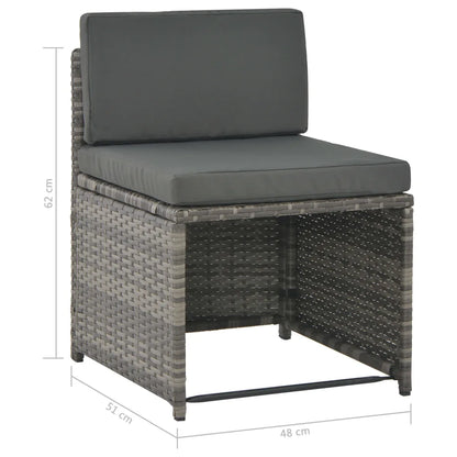 Set mobilier de exterior cu perne, 7 piese, gri, poliratan