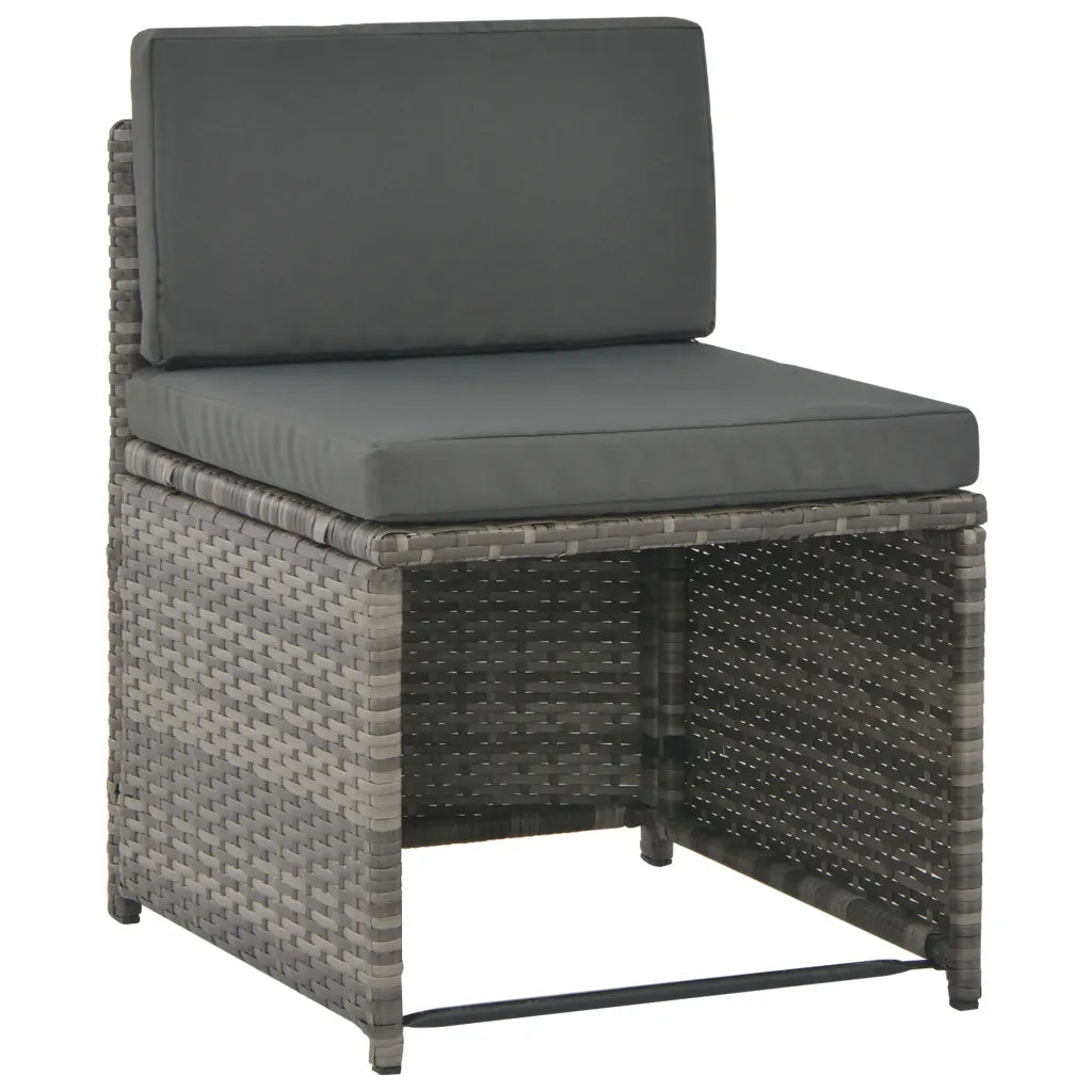Set mobilier de exterior cu perne, 7 piese, gri, poliratan