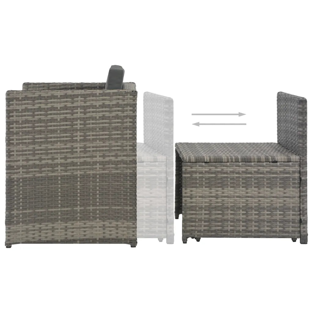 Set mobilier de exterior cu perne, 7 piese, gri, poliratan