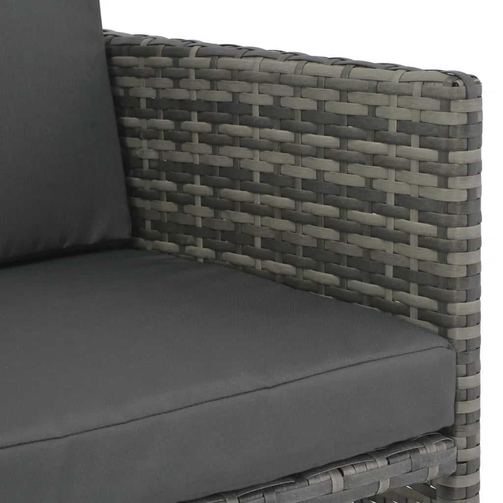 Set mobilier de exterior cu perne, 7 piese, gri, poliratan