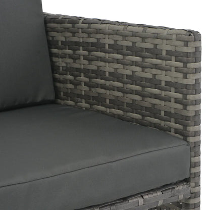 Set mobilier de exterior cu perne, 7 piese, gri, poliratan
