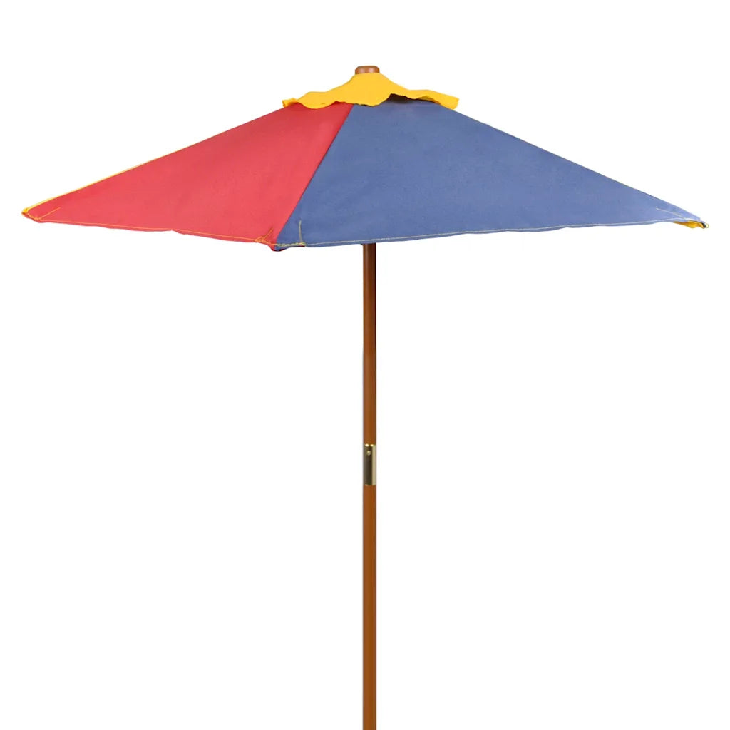 Masă de picnic pentru copii cu bănci și umbrelă, lemn multicolor