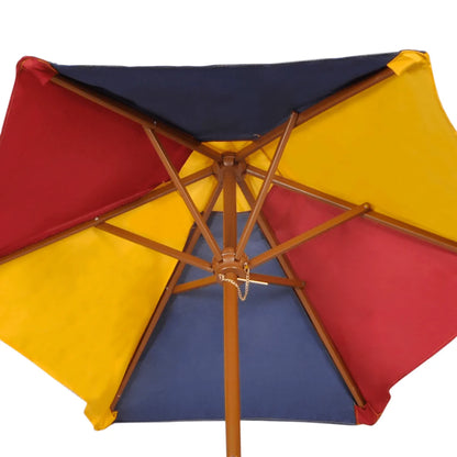 Masă de picnic pentru copii cu bănci și umbrelă, lemn multicolor