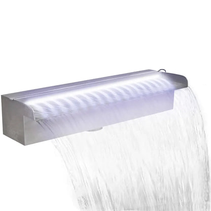Fântână piscină dreptunghiulară LED-uri 45 cm oțel inoxidabil