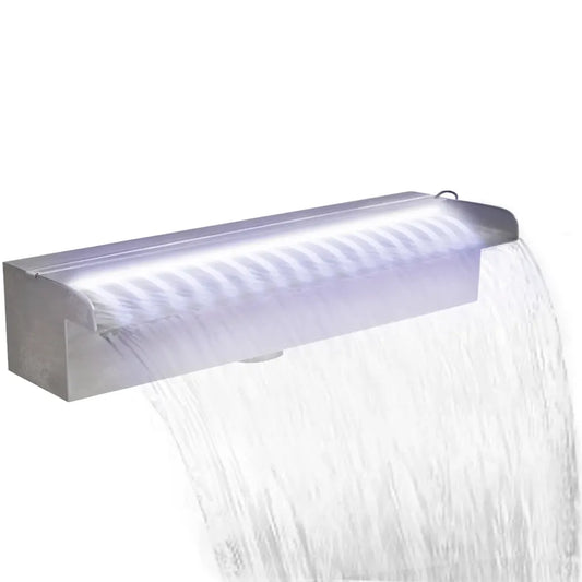 Fântână piscină dreptunghiulară LED-uri 45 cm oțel inoxidabil