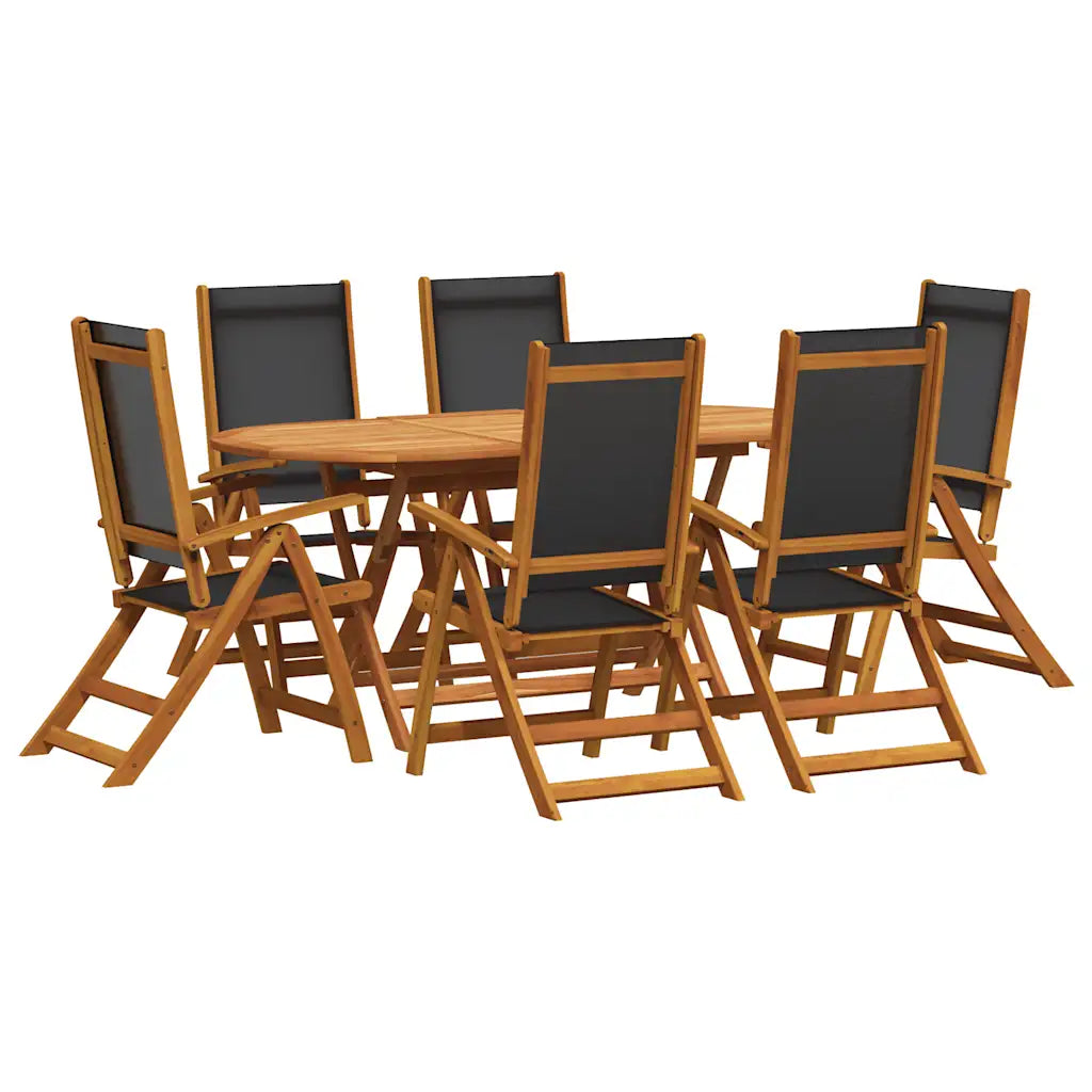 Set mobilier de exterior, 7 piese, lemn masiv de acacia