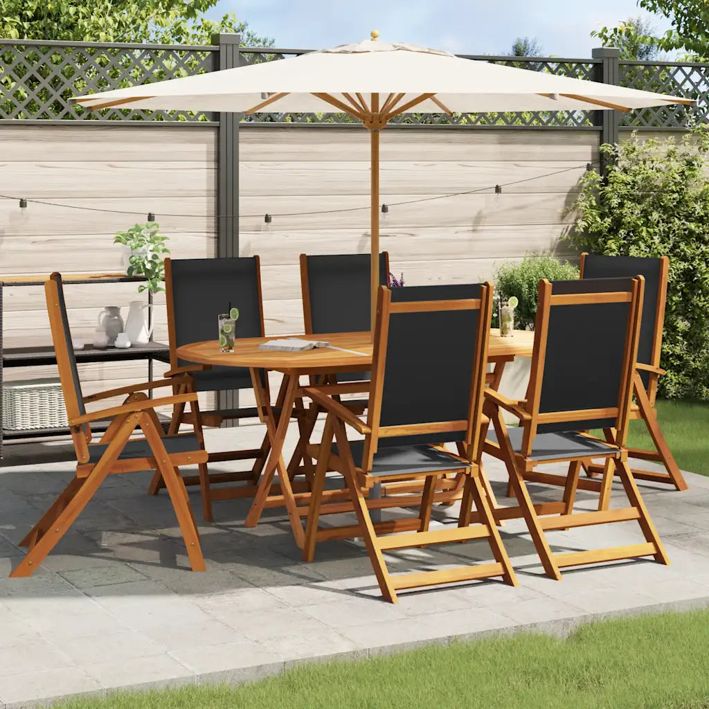 Set mobilier de exterior, 7 piese, lemn masiv de acacia