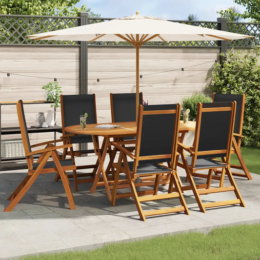 Set mobilier de exterior, 7 piese, lemn masiv de acacia
