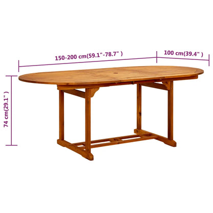 Masă de grădină, (150-200) x 100 x 75 cm, lemn masiv de acacia
