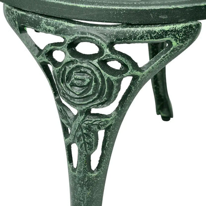 Set mobilier de bistro, 3 piese, verde, aluminiu turnat