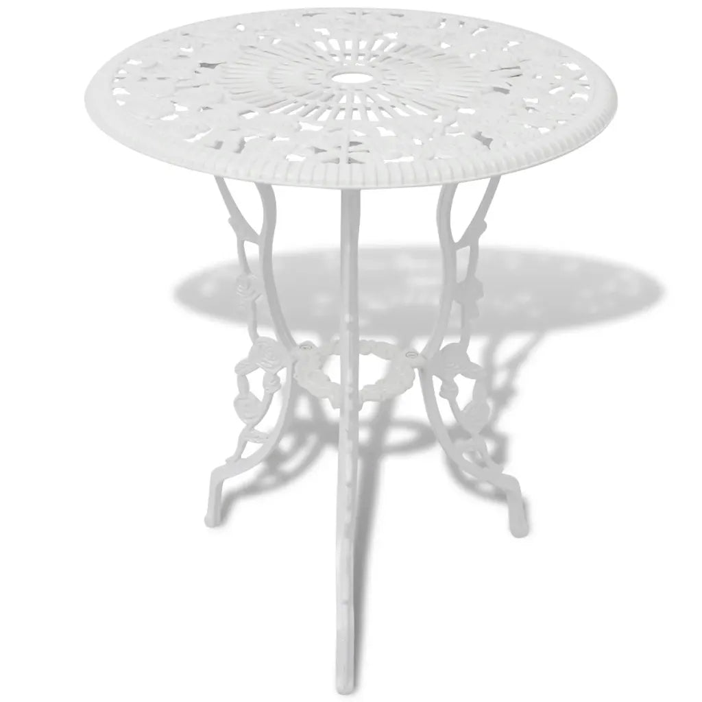 Set mobilier bistro, 3 piese, alb, aluminiu turnat
