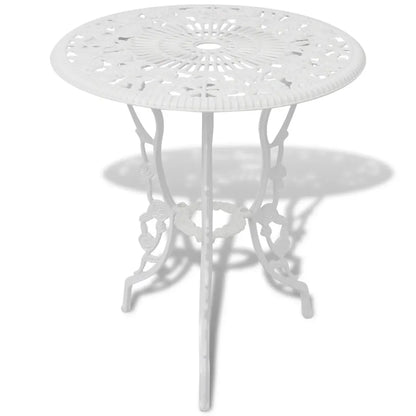 Set mobilier bistro, 3 piese, alb, aluminiu turnat