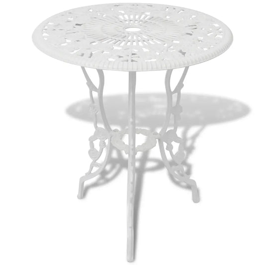 Set mobilier bistro, 3 piese, alb, aluminiu turnat