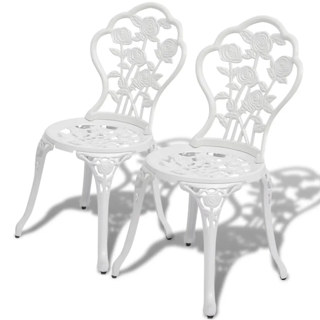 Set mobilier bistro, 3 piese, alb, aluminiu turnat