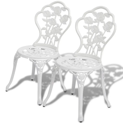 Set mobilier bistro, 3 piese, alb, aluminiu turnat