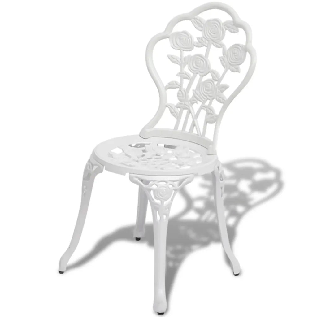 Set mobilier bistro, 3 piese, alb, aluminiu turnat