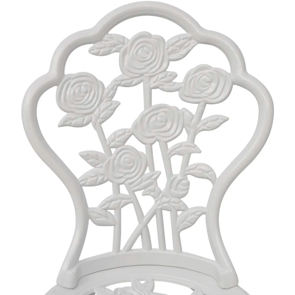 Set mobilier bistro, 3 piese, alb, aluminiu turnat