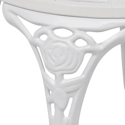 Set mobilier bistro, 3 piese, alb, aluminiu turnat