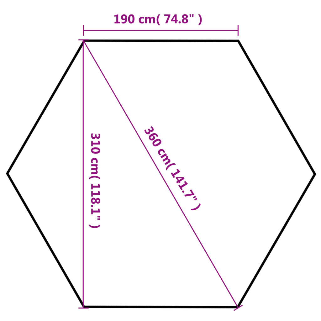 Marchiză hexagonală pliabilă, 6 pereți laterali, gri, 3,6x3,1 m