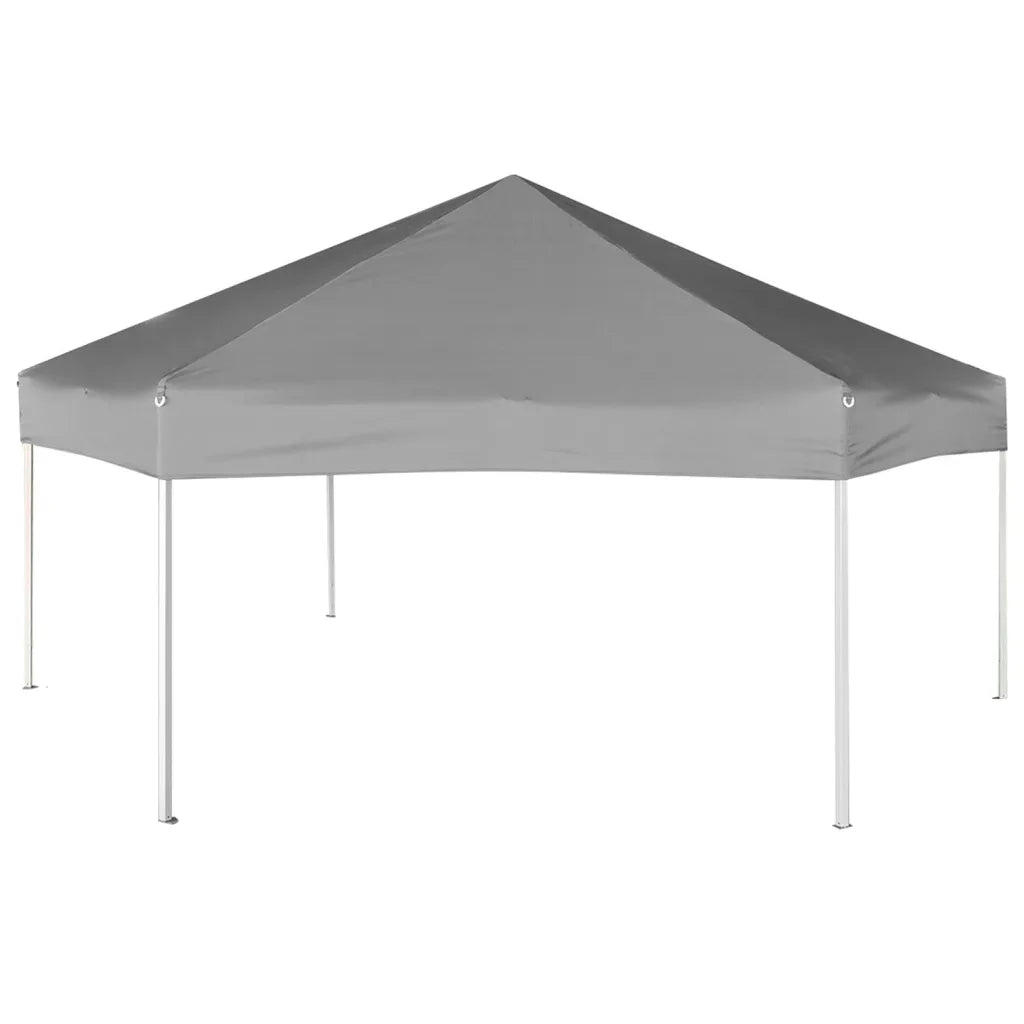 Marchiză hexagonală pliabilă, 6 pereți laterali, gri, 3,6x3,1 m