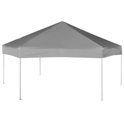 Marchiză hexagonală pliabilă, 6 pereți laterali, gri, 3,6x3,1 m