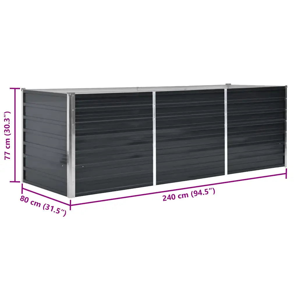Strat înălțat de grădină antracit 240x80x77 cm oțel galvanizat