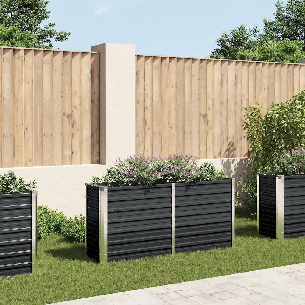 Strat înălțat de grădină antracit 160x40x77 cm oțel galvanizat