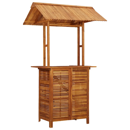 Masă de bar exterior cu acoperiș, 113x106x217 cm, lemn acacia